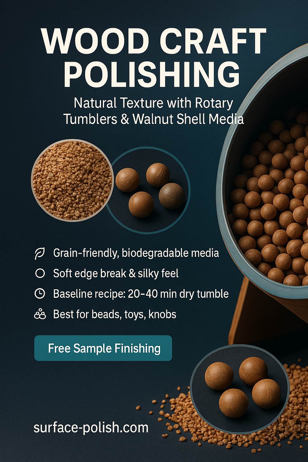 Wood Craft Polishing: Achieving Natural Texture with Rotary Tumblers & Walnut Shell Media